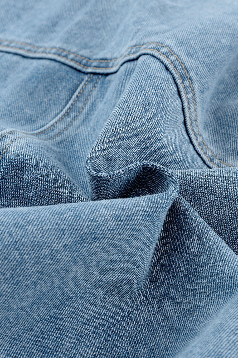 Blue Studded Button Up Light Wash Cropped Denim Jacket