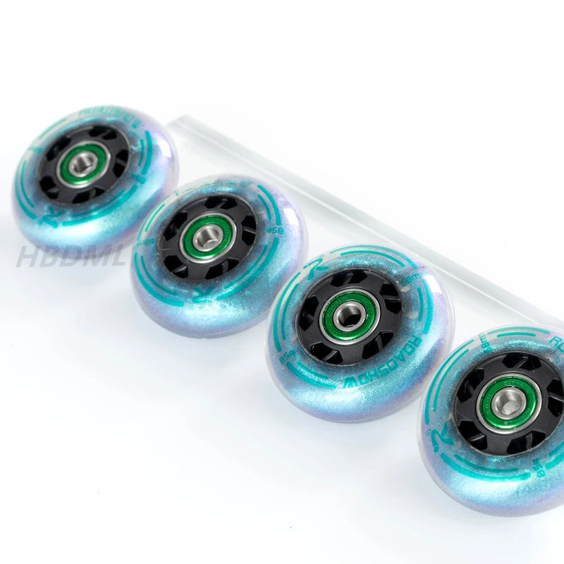 Fancy PU Inline Roller Skate Wheels (62/64/68/70/72/76/80mm) with Wear-Resistant Bearing(83A/85A/90A/93A)
