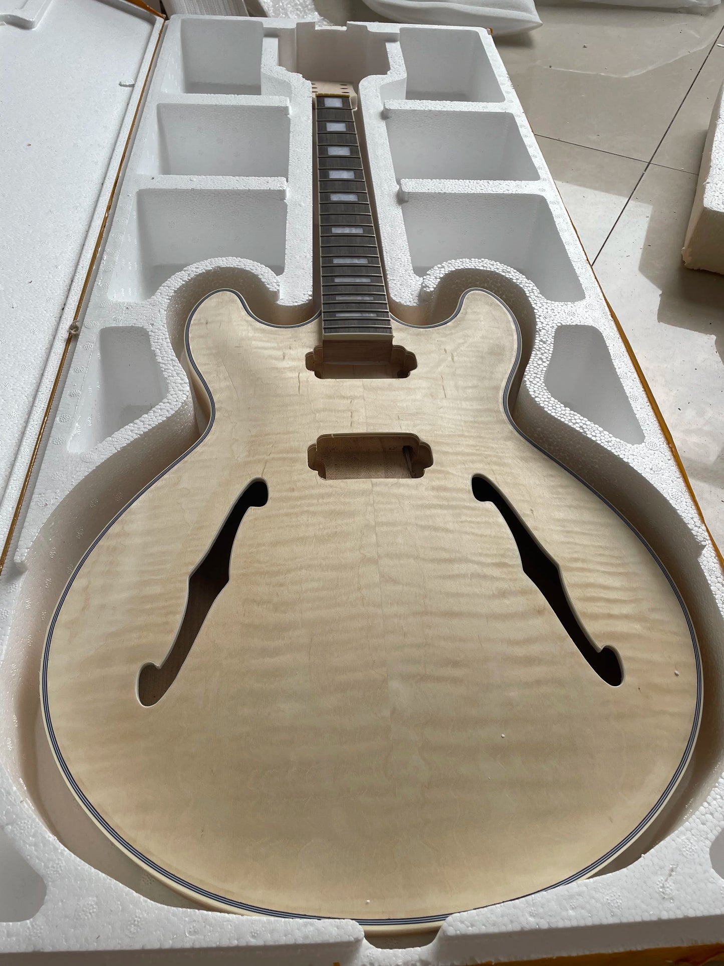 Unfinished Semi Hollow Body Electric Guitar Kit