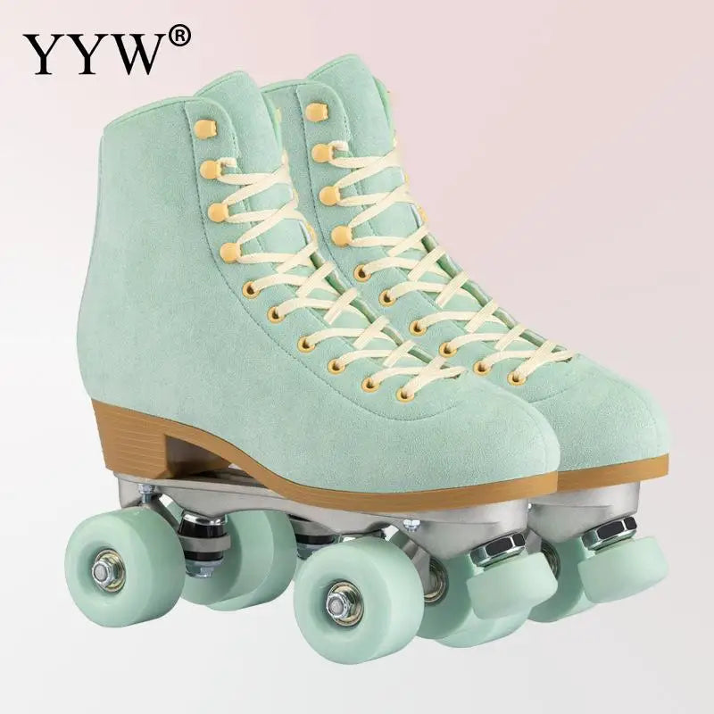 Women's Retro Solid Color Quad Roller Skates
