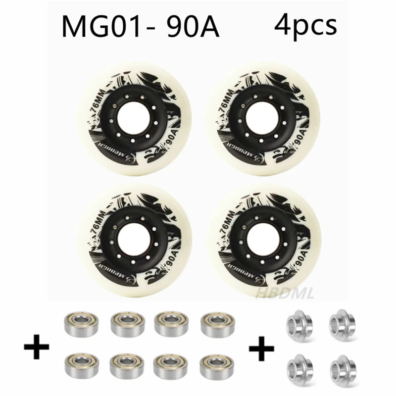 Fancy PU Inline Roller Skate Wheels (62/64/68/70/72/76/80mm) with Wear-Resistant Bearing(83A/85A/90A/93A)