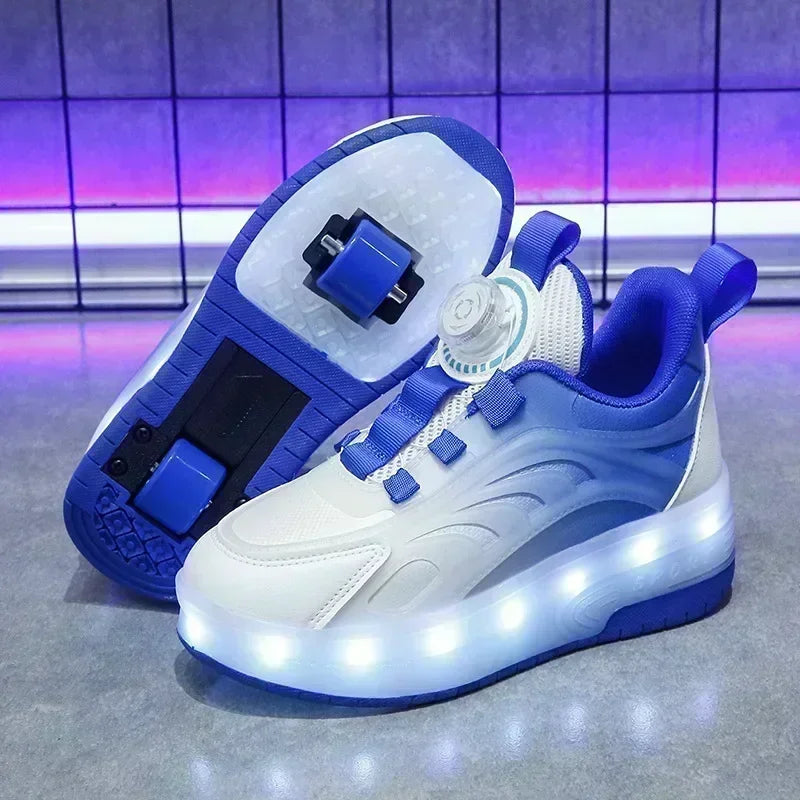 Kids USB Rechargeable Luminous Roller Skate Shoes - 2 Wheels (Heelys)