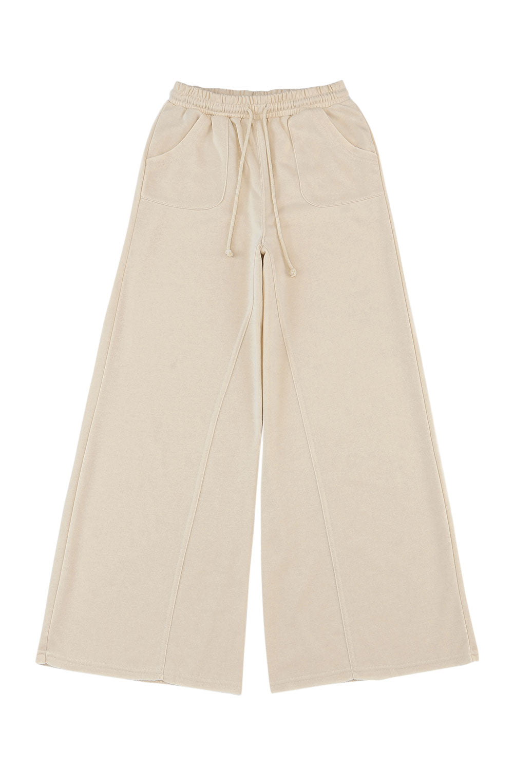Apricot Mineral Washed Drawstring High Waisted Wide Leg Pants