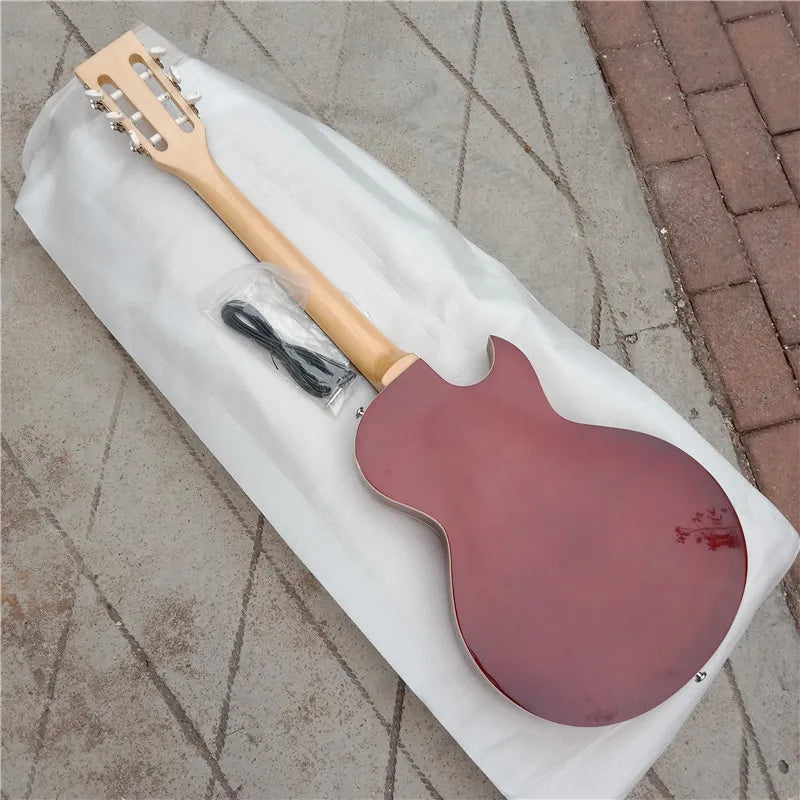 BJ-117 450 Left and Right Handed Mahogany Semi Hollow Body, Rosewood Fingerboard Electric Guitar - Orange/Flame Maple