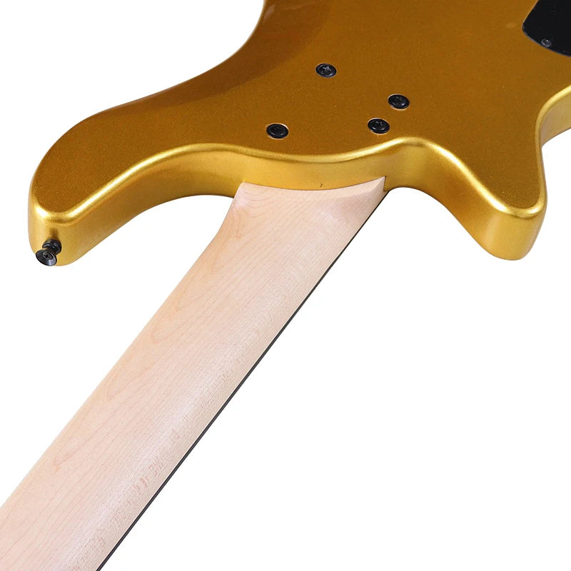 Champagne Gold 43 Inch Electric Bass Guitar (5 String & 4 String available) with Solid Okoume Wood High Gloss