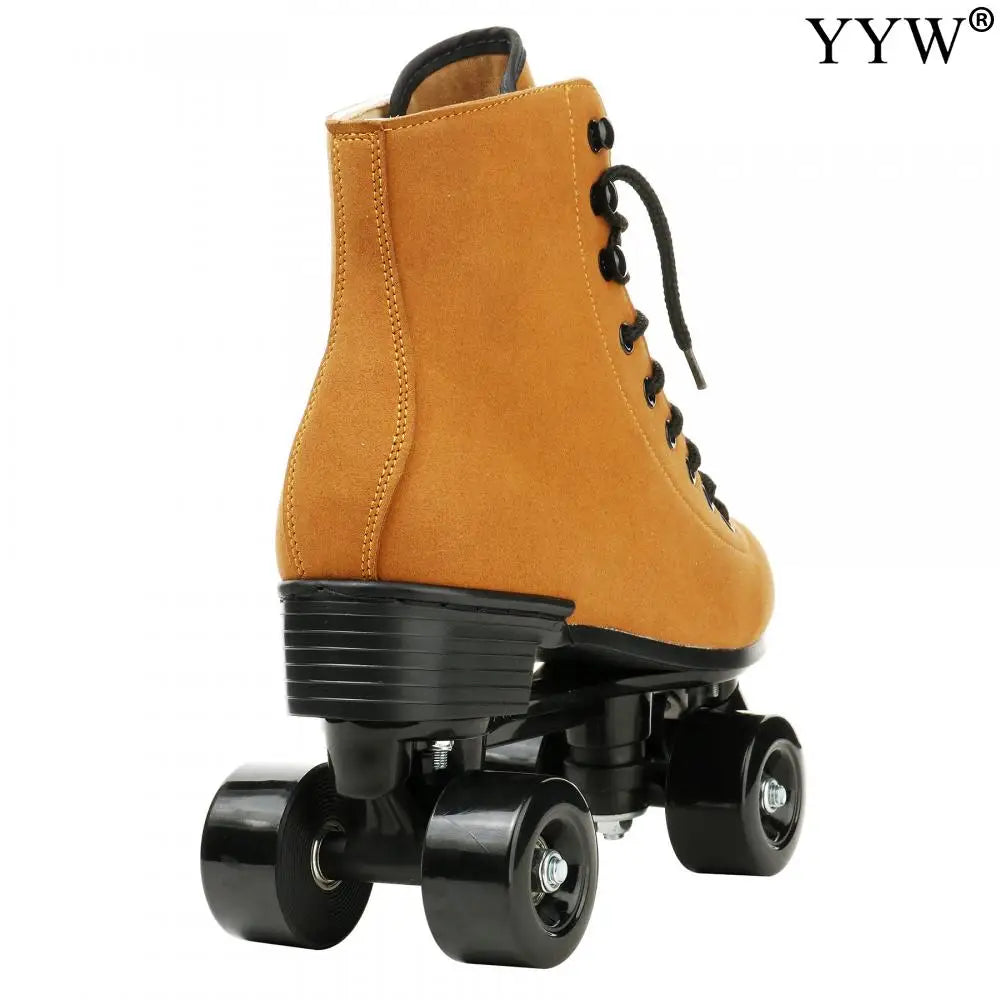 Beginner PU Leather Casual Quad Roller Skates
