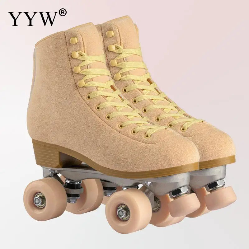 Women's Retro Solid Color Quad Roller Skates
