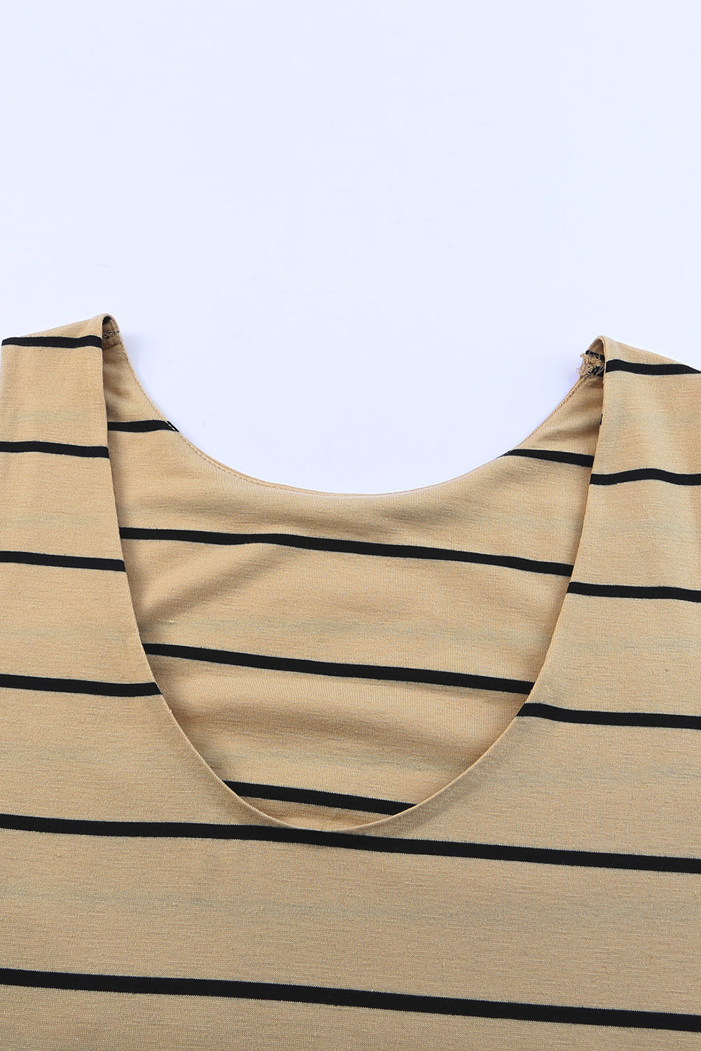 Brown Striped Backless Casual Side Slits Maxi Dress