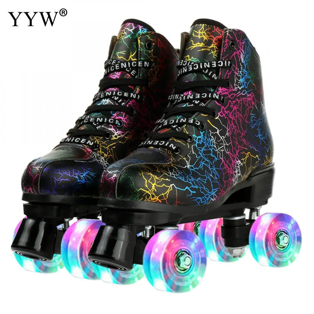 PU Leather Roller Skates, Elegant Red