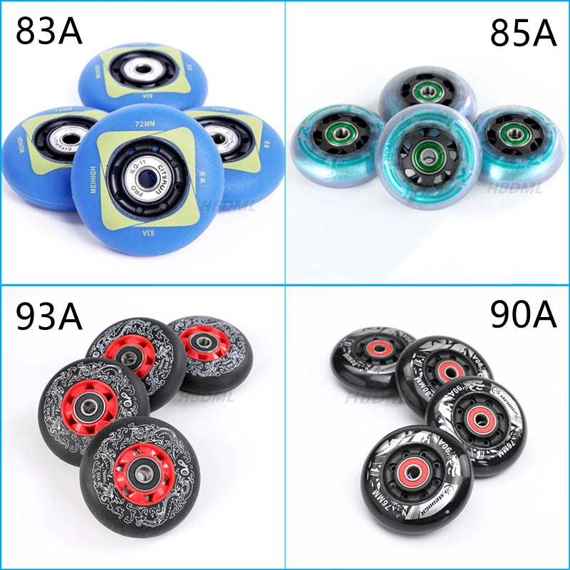 Fancy PU Inline Roller Skate Wheels (62/64/68/70/72/76/80mm) with Wear-Resistant Bearing(83A/85A/90A/93A)