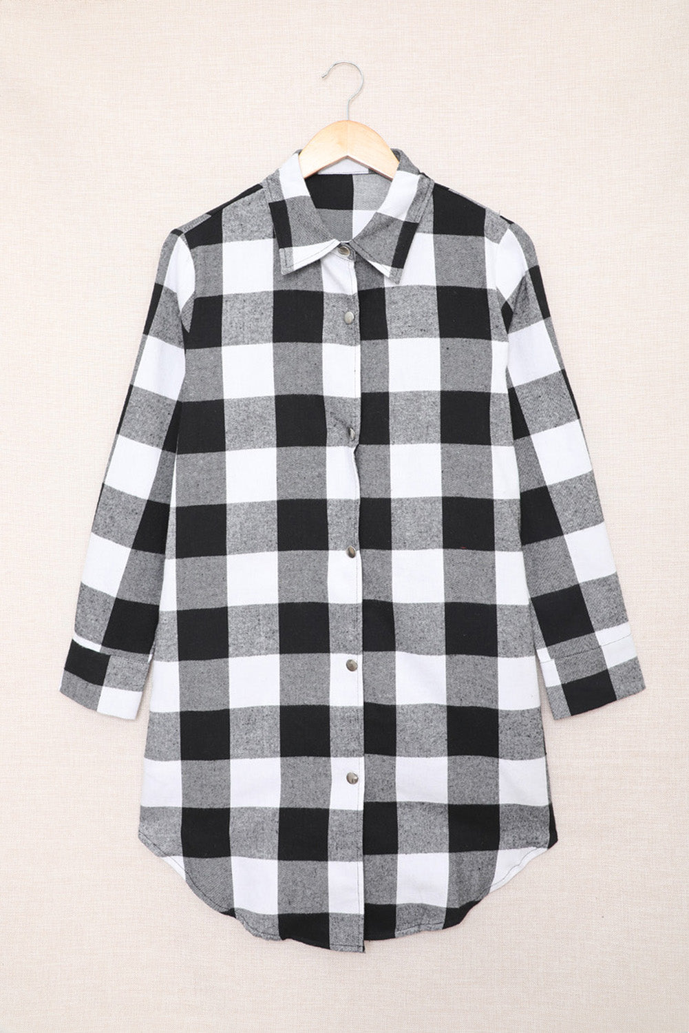 Red Plaid Collared Button Down Long Shirt Shacket