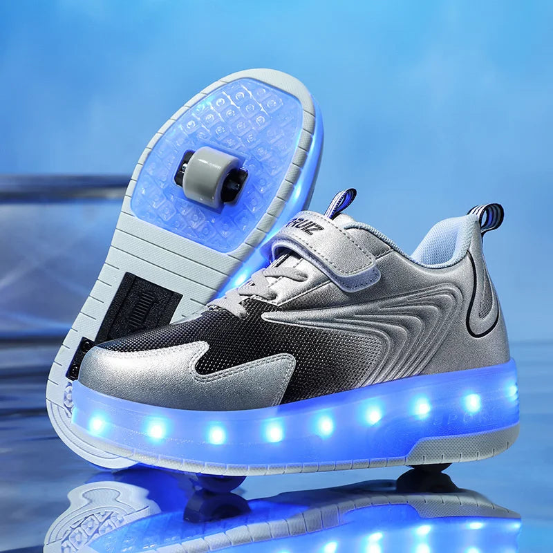 Children's 2 Wheel Led Light Roller Skate Shoes (heelys)