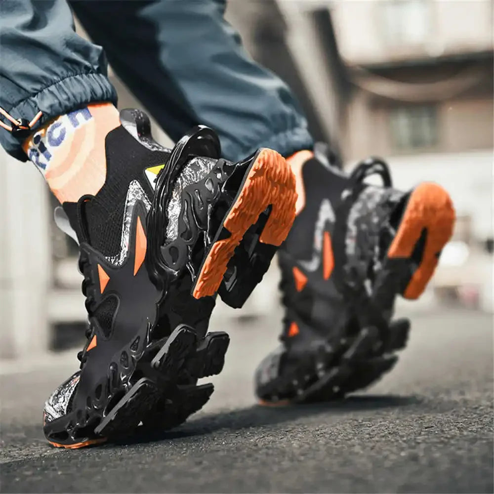 Men's Casual Blue Sneaker Boots With Pattern Platform