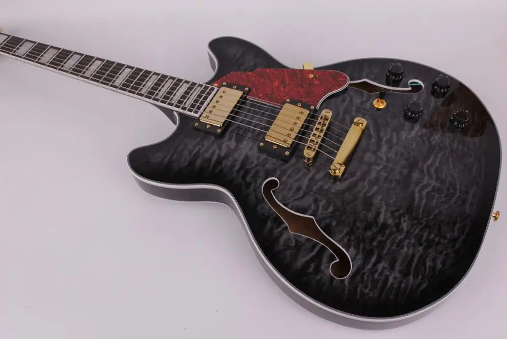 Custom Quilted Maple F Hole Hollow Body Electric Jazz Guitar