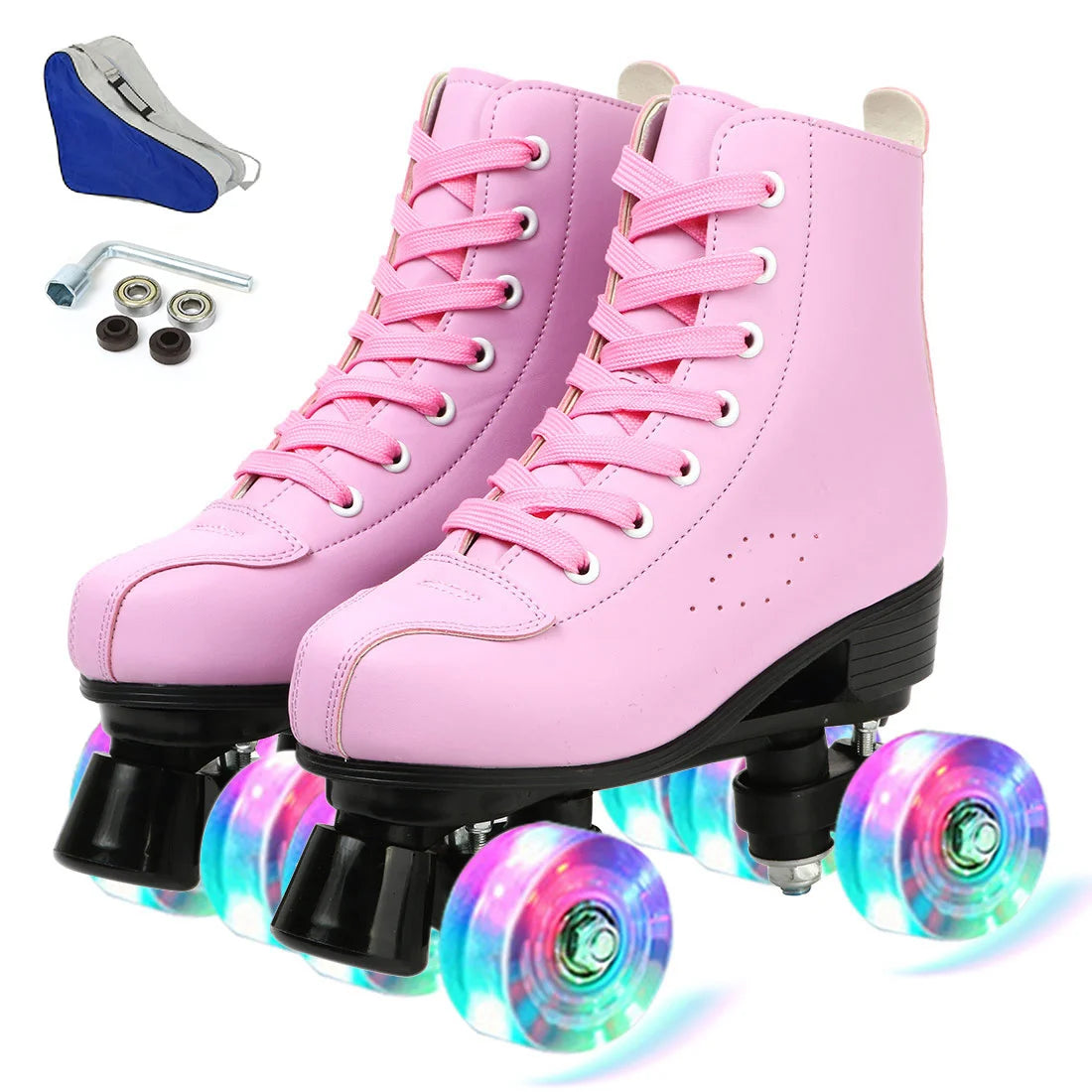 Beginner Indoor/Outdoor PU Leather Quad Roller Skates