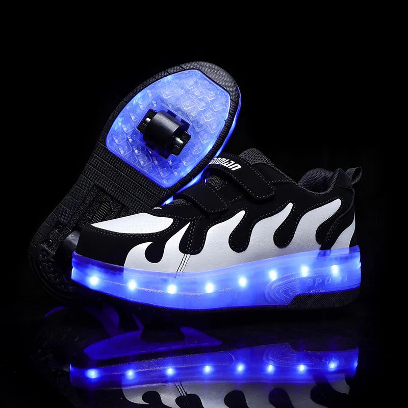Children's 2 Wheel Led Light Roller Skate Shoes (heelys)