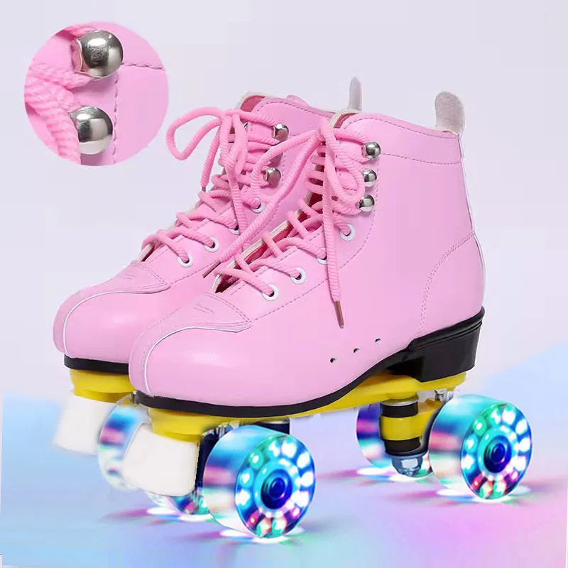 Beginner Quad Skates with Microfiber Leather Shoes