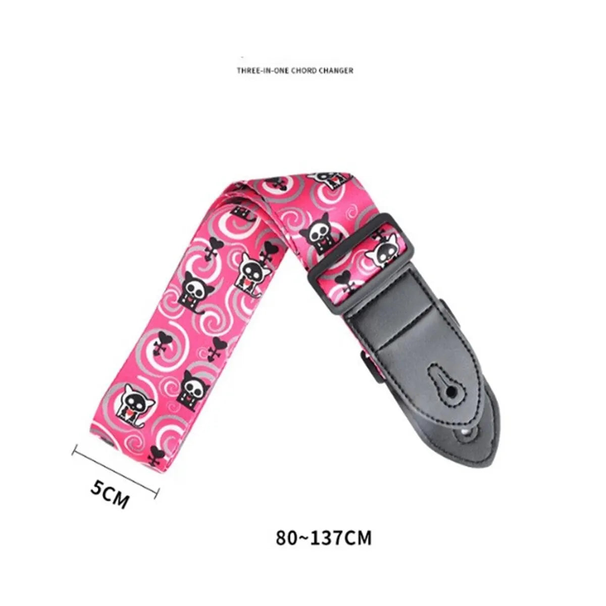 1pc Ethnic Style Widened Acoustic Guitar Strap Leather Head Adjustable Shoulder Strap for Guitar