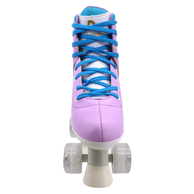 Kids Purple Quad Roller Dance Skates with Flashing Wheels