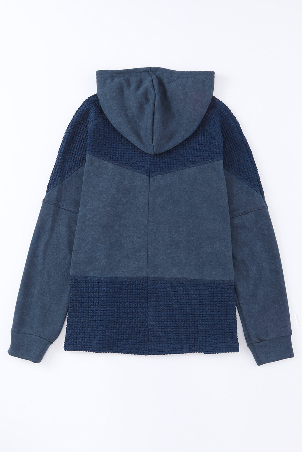 Khaki Dark Washed Patchwork Zip Up Hooded Jacket