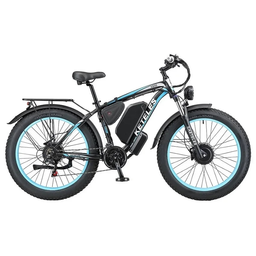 2000W High Power Two Wheel Drive Dual Motor Electric Bike With 26AH Lithium Battery and 26x4.0 inch Fat Tire E-Bike