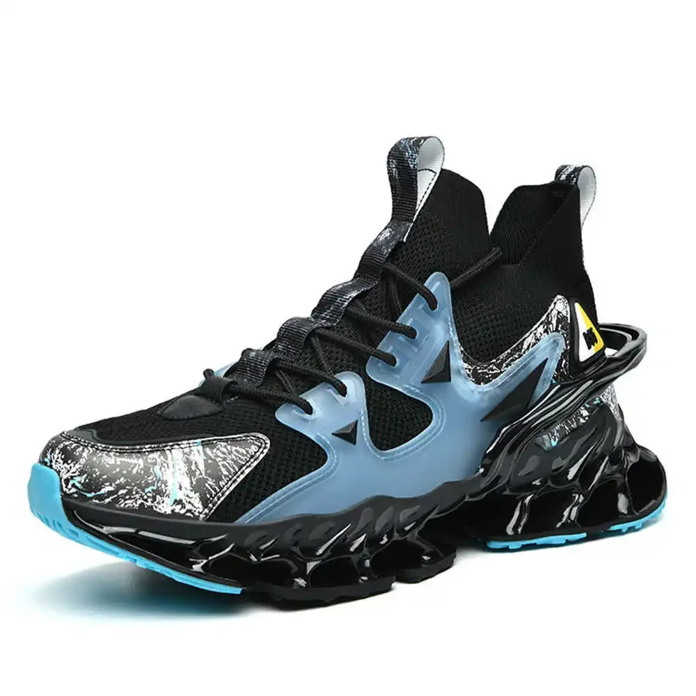 Men's Casual Blue Sneaker Boots With Pattern Platform