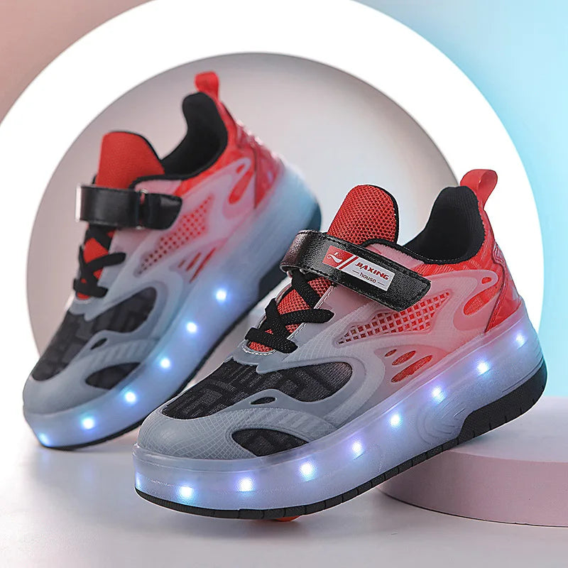 Kids Outdoor Detachable 2 Wheels LED Flashing Skate Shoes (Heelys)