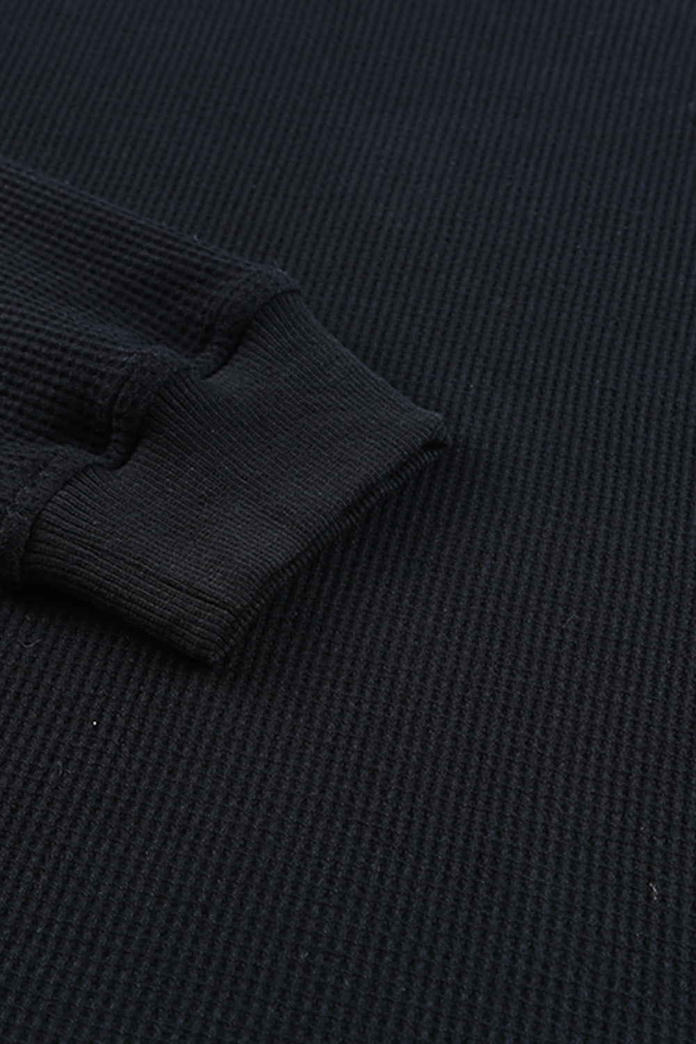 Black Crew Neck Ribbed Trim Knit Long Sleeve Top