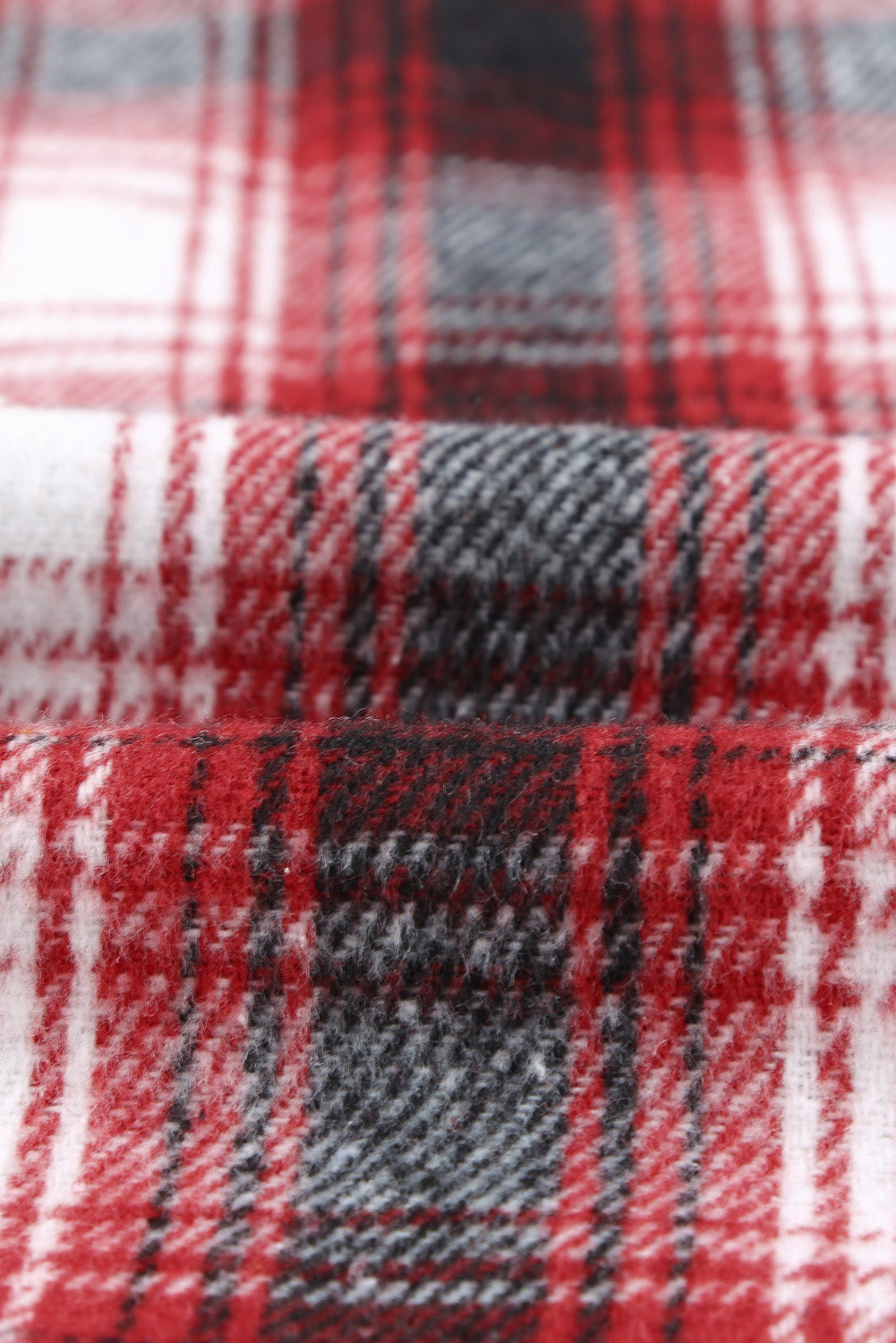 Black Button Up Collared Plaid Shacket
