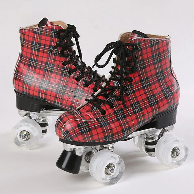 Flannel Pattern Aluminum Alloy Sole Quad Skates
