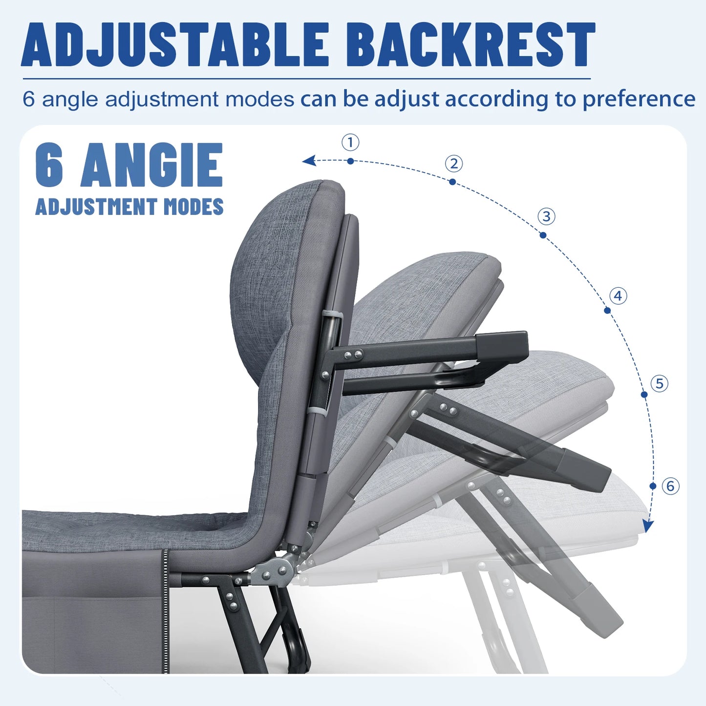 Portable & Foldable Sleeping Cots for Adults 6 Positions