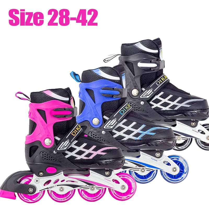 Adjustable Inline Roller Skate Shoes Professional Outdoor Racing Speed Skating 4 Wheels Shoes Flashing Sliding Sneaker Gifts