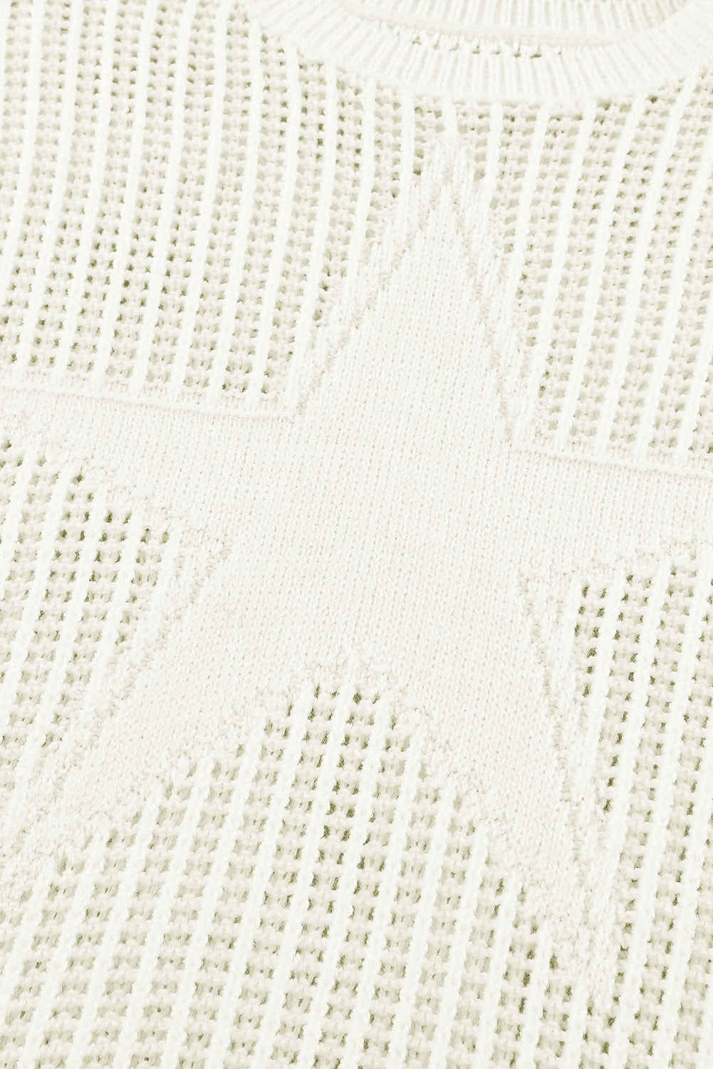Black Star Pattern Lightweight Hollow Knit Sweater