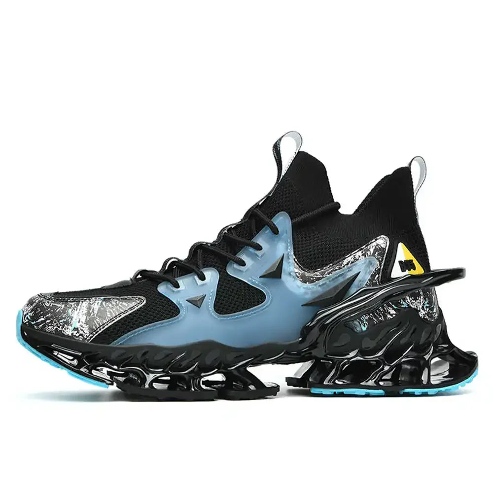 Men's Casual Blue Sneaker Boots With Pattern Platform