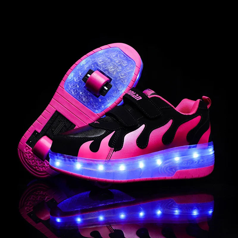 Children's 2 Wheel Led Light Roller Skate Shoes (heelys)