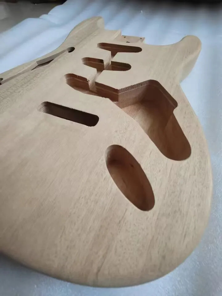 DIY Semi-finished Hollow Body, Unfinished Mahogany Wood Electric Guitar with F Hole