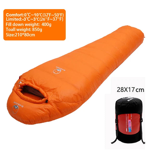 White Goose Down Filled Adult Mummy Style Sleeping Bag Fit for Winter