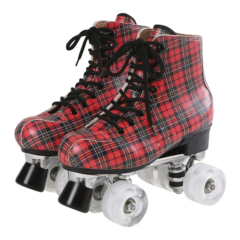 Flannel Pattern Aluminum Alloy Sole Quad Skates