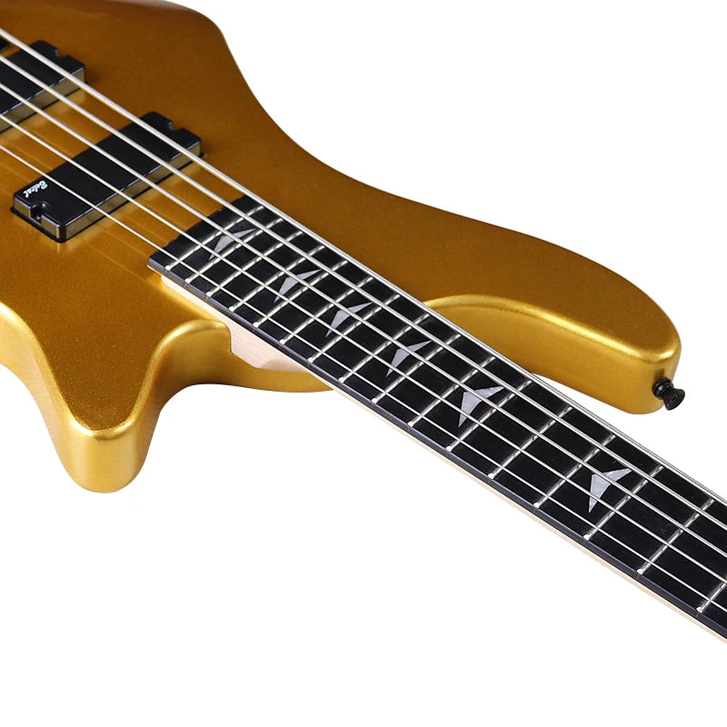 Champagne Gold 43 Inch Electric Bass Guitar (5 String & 4 String available) with Solid Okoume Wood High Gloss