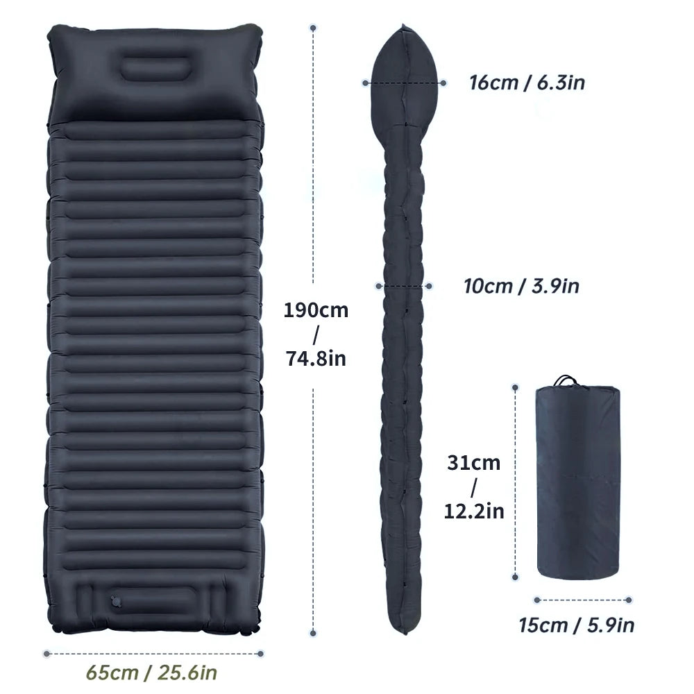 Ultralight Thicken Outdoor Inflatable Mattress with Built-in Pump