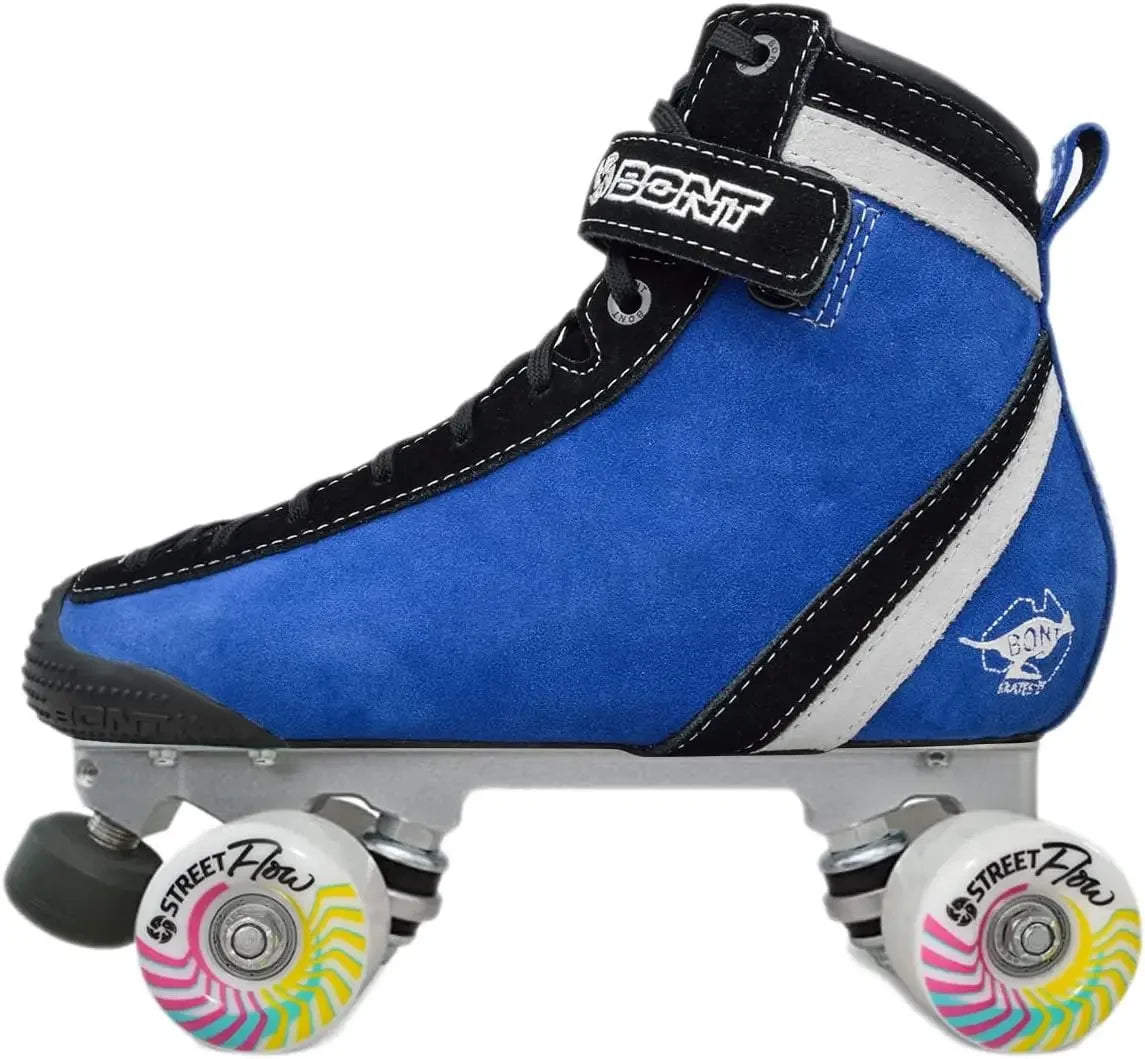 BONT ParkStar Blue Suede Professional Quad Roller Skates for Skate Park Ramps/Bowls/Street - Indoor/Outdoor