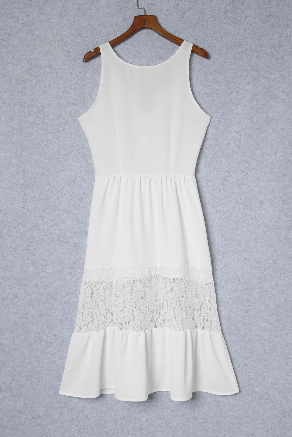 White Elegant Lace Deep V Wedding Guest Sleeveless Maxi Dress