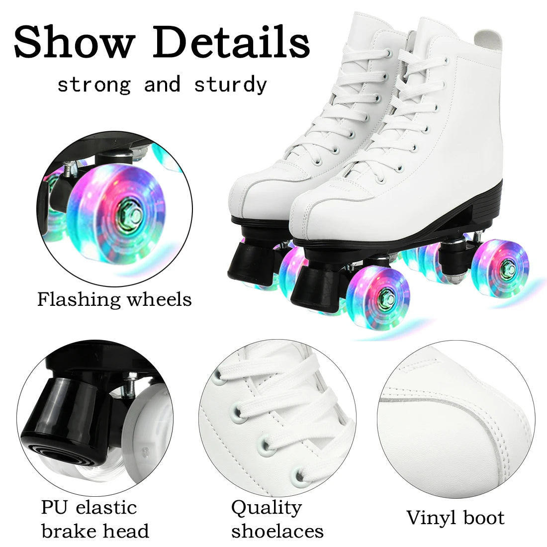 Beginner Indoor/Outdoor PU Leather Quad Roller Skates