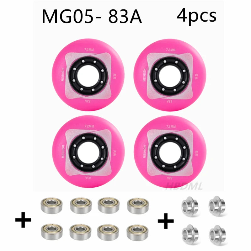 Fancy PU Inline Roller Skate Wheels (62/64/68/70/72/76/80mm) with Wear-Resistant Bearing(83A/85A/90A/93A)