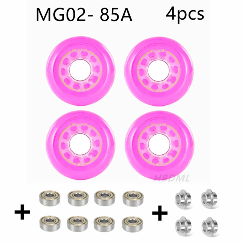 Fancy PU Inline Roller Skate Wheels (62/64/68/70/72/76/80mm) with Wear-Resistant Bearing(83A/85A/90A/93A)