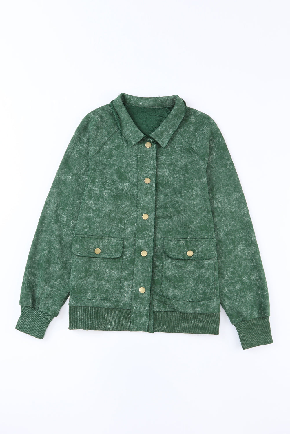 Gray Snap Button Casual Flap Pockets Washed Jacket