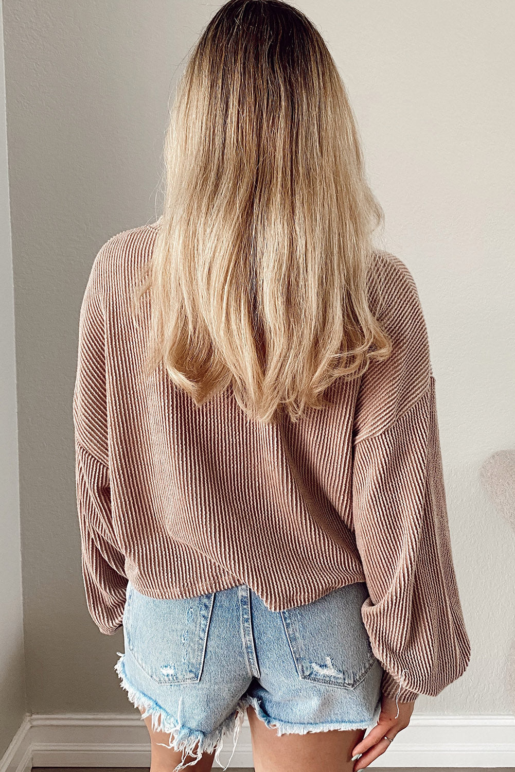Black Casual Cording Drop Shoulder Puff Sleeve Blouse