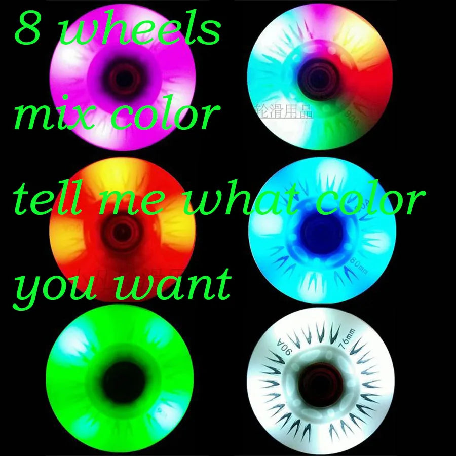 8PCS LED Flash 90A Inline Skate Wheels Lighting Skating Wheels (60 62 64 68 70 72 76 80mm)