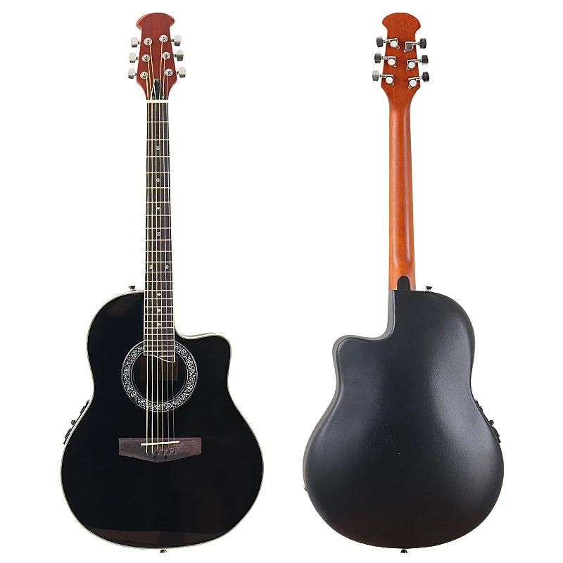 41" Ovation Model Round Back 6 String Electric Acoustic Guitar - Folk Style Cutaway Design With Pick Up