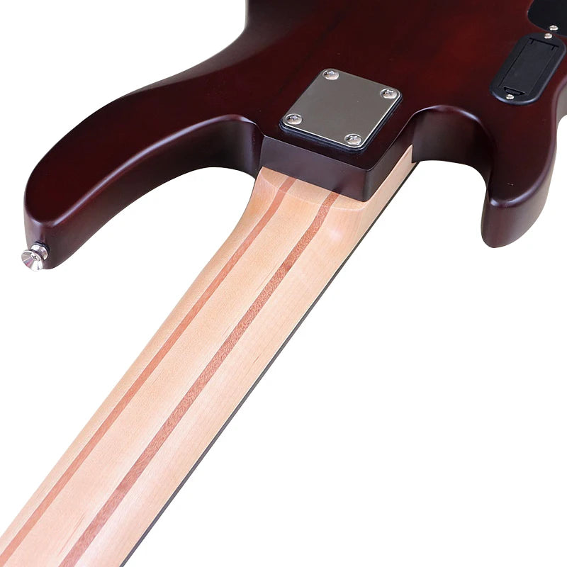 5 Strings Electric Bass Guitar 43inch Zebrawood Top Solid Okoume Wood Body Bass Guitar